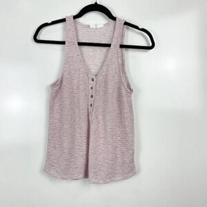 Melrose & Market Sleeveless Knit Striped Button Front Tank Top Blouse Size Small